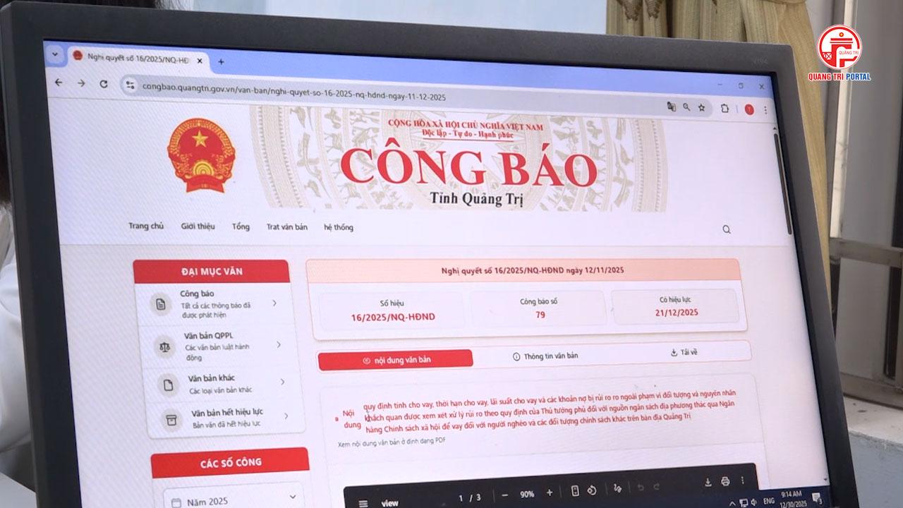 Bản tin tổng kết hoạt động Công báo tỉnh Quảng Trị năm 2025